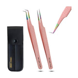 Pink Fiber Tip Lash Tweezers for Eyelash Extensions - Cross Edge Corporation