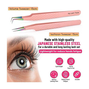 Pink Fiber Tip Lash Tweezers for Eyelash Extensions - Cross Edge Corporation