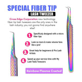 Diamond Grip Fiber Tip Lash Tweezers for Eyelash Extensions - Cross Edge Corporation