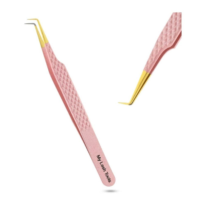 Diamond Grip Pink Fiber Tip Lash Tweezers for Eyelash Extensions - Cross Edge Corporation