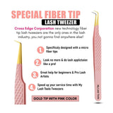 Diamond Grip Pink Fiber Tip Lash Tweezers for Eyelash Extensions - Cross Edge Corporation