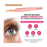 Diamond Grip Pink Fiber Tip Lash Tweezers for Eyelash Extensions - Cross Edge Corporation