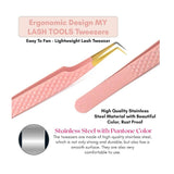 Diamond Grip Pink Fiber Tip Lash Tweezers for Eyelash Extensions - Cross Edge Corporation