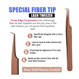 Fiber Tip Lash Tweezers Rose Gold for Eyelash Extensions - Cross Edge Corporation