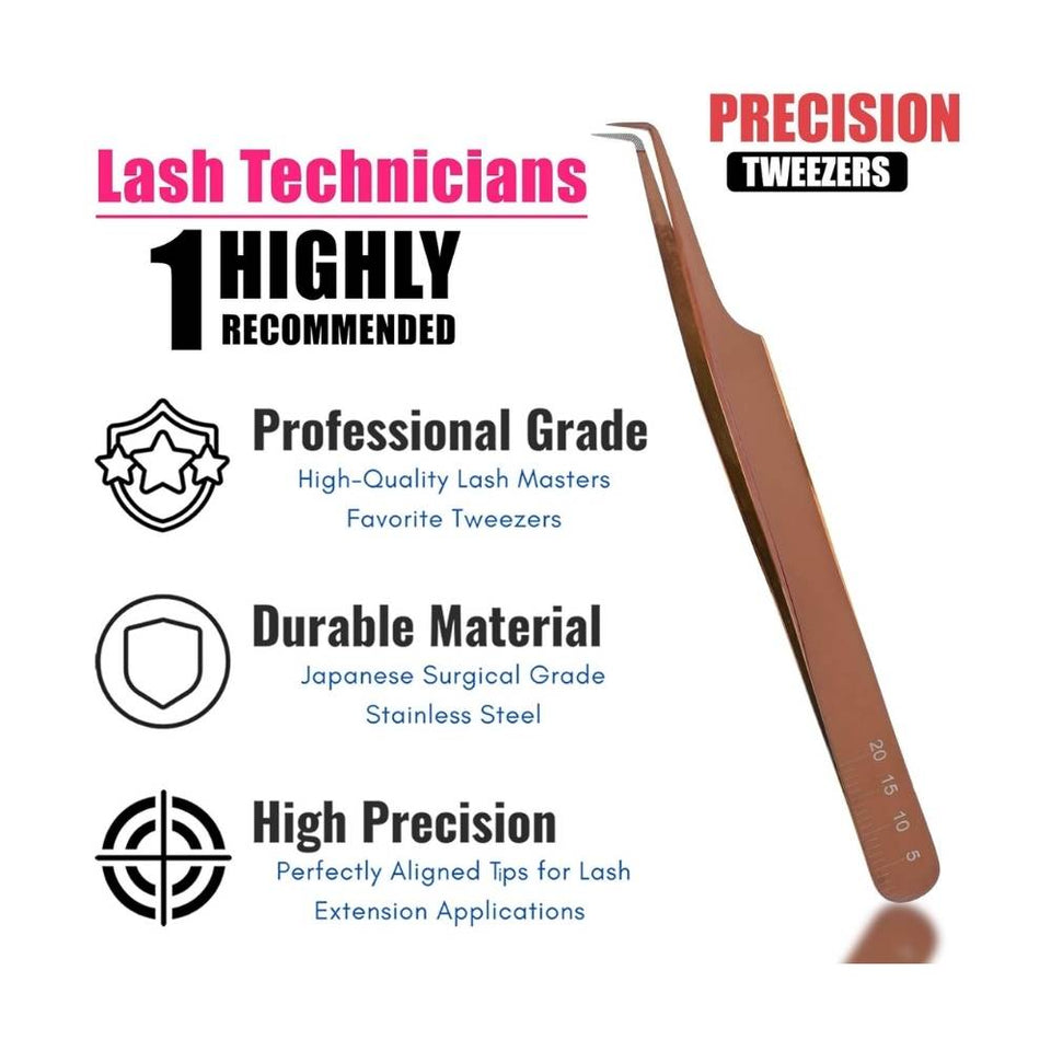 Fiber Tip Lash Tweezers Rose Gold for Eyelash Extensions - Cross Edge Corporation