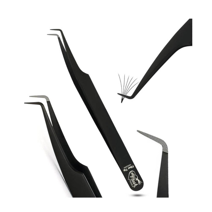 Fiber Tip Lash Tweezers Black for Eyelash Extensions - Cross Edge Corporation