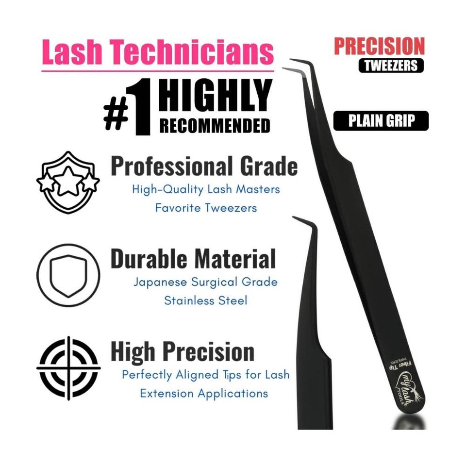 Fiber Tip Lash Tweezers Black for Eyelash Extensions - Cross Edge Corporation