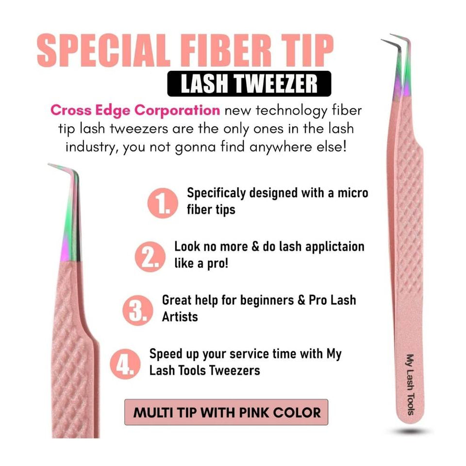 Isolation Fiber Tip Lash Tweezers for Eyelash Extensions - Cross Edge Corporation