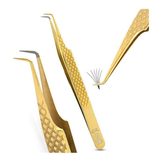 Fiber Tip Isolation Lash Tweezers Gold for Eyelash Extensions - Cross Edge Corporation