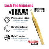 Fiber Tip Isolation Lash Tweezers Gold for Eyelash Extensions - Cross Edge Corporation