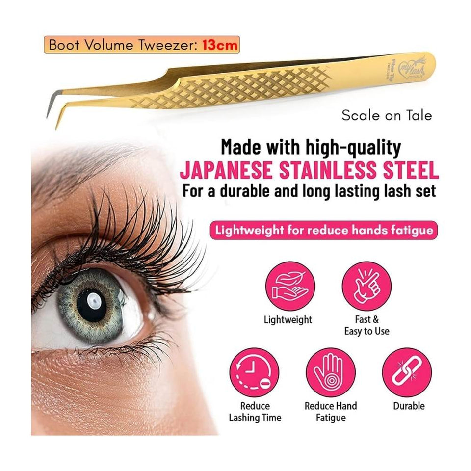 Fiber Tip Isolation Lash Tweezers Gold for Eyelash Extensions - Cross Edge Corporation