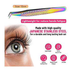 Rainbow Fiber Tip Lash Tweezers for Eyelash Extensions - Cross Edge Corporation