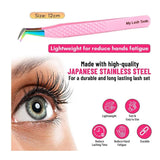 Pink Solo Fiber Tip Boot Volume Eyelash Extension Tweezers for lashes - Cross Edge Corporation