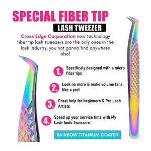 Rainbow Fiber Tip Lash Tweezers for Eyelash Extensions - Cross Edge Corporation