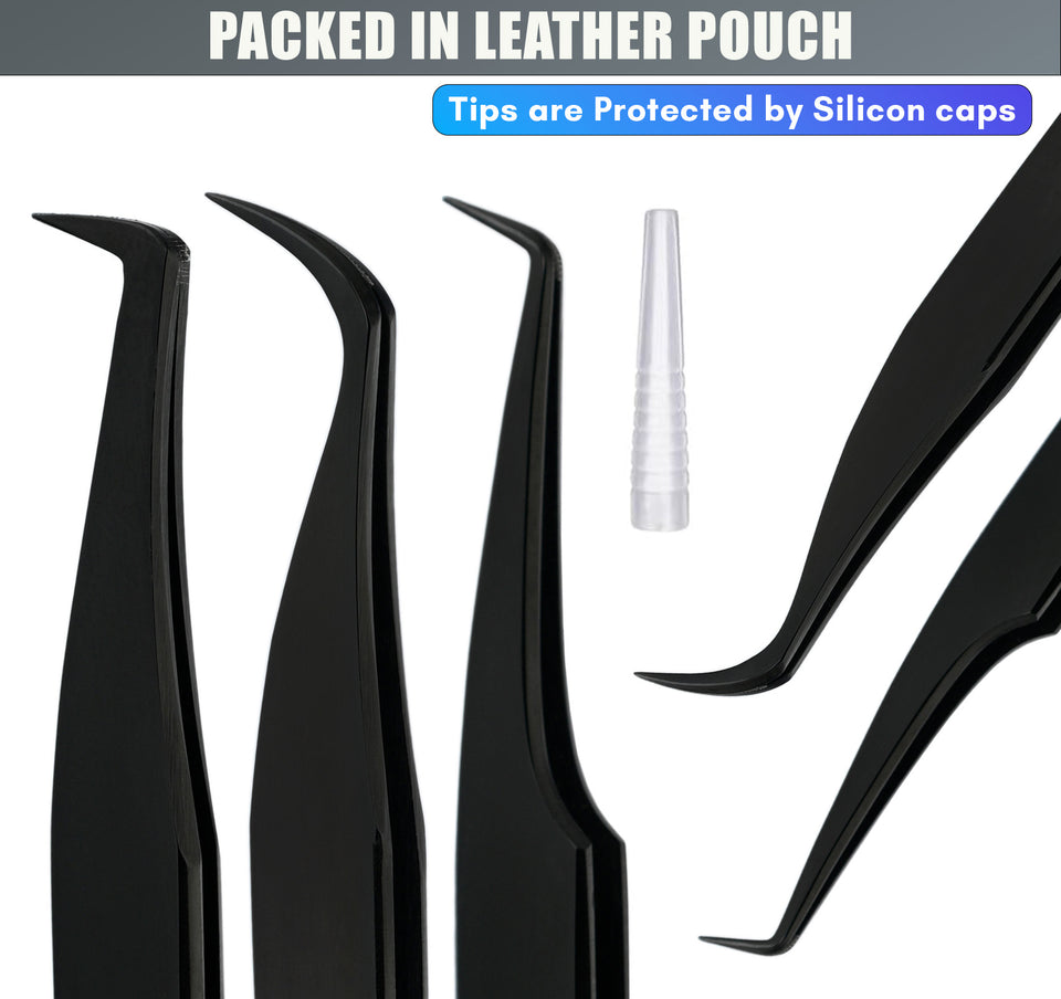 Fiber Tip Tweezers for Lash Extensions Pro Eyelash Extension Tweezers