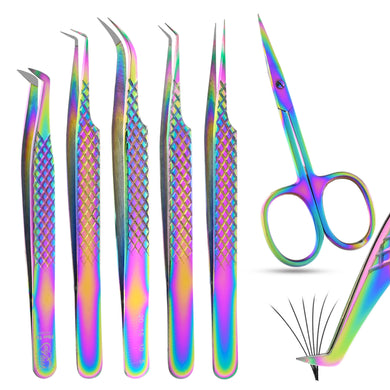 Eyelash Extension Tweezers set | Precision Multipurpose Lash Scissor | Fiber Tip Lash Tweezers