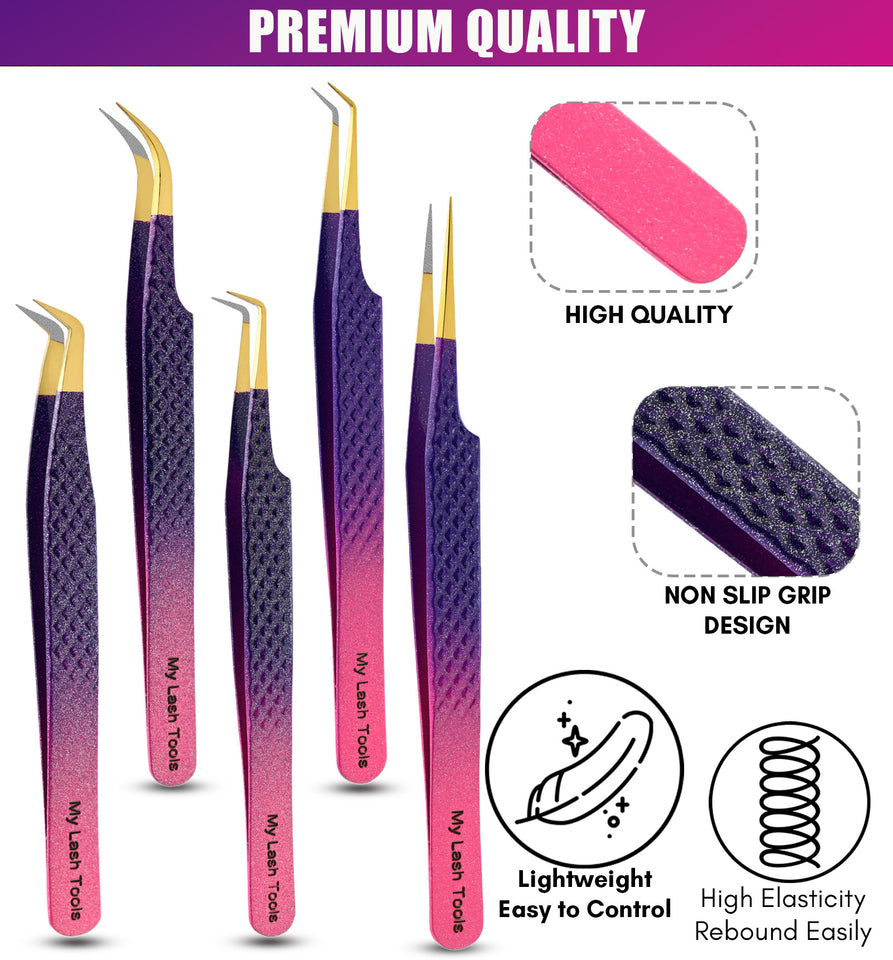 Tweezers Professional Lashing Tweezers, 5Pcs Stainless Steel Boot Volume