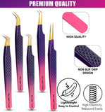 Tweezers Professional Lashing Tweezers, 5Pcs Stainless Steel Boot Volume