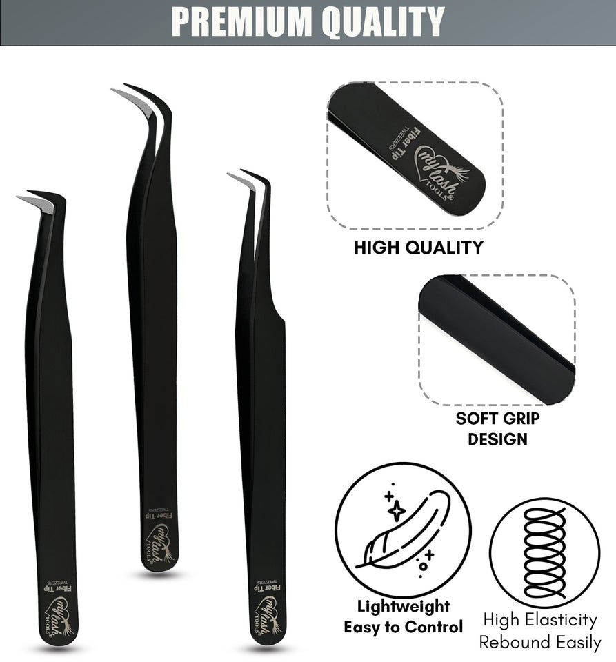 Fiber Tip Tweezers for Lash Extensions Pro Eyelash Extension Tweezers