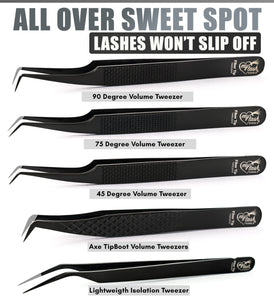 Black Tweezers Professional Lashing Tweezers, 5Pcs Stainless Steel