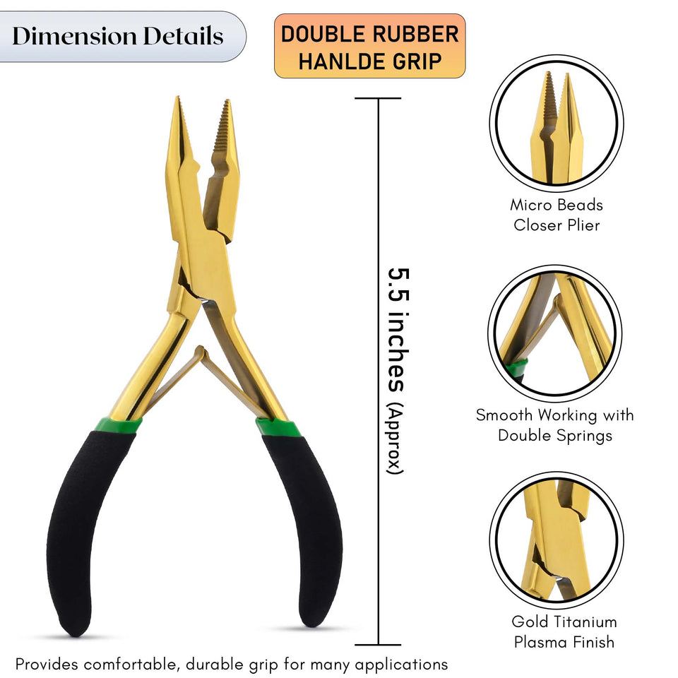 Hair Extensions Beading Tools Microlink Closer Pliers Pulling Hook Clips  DIY Set