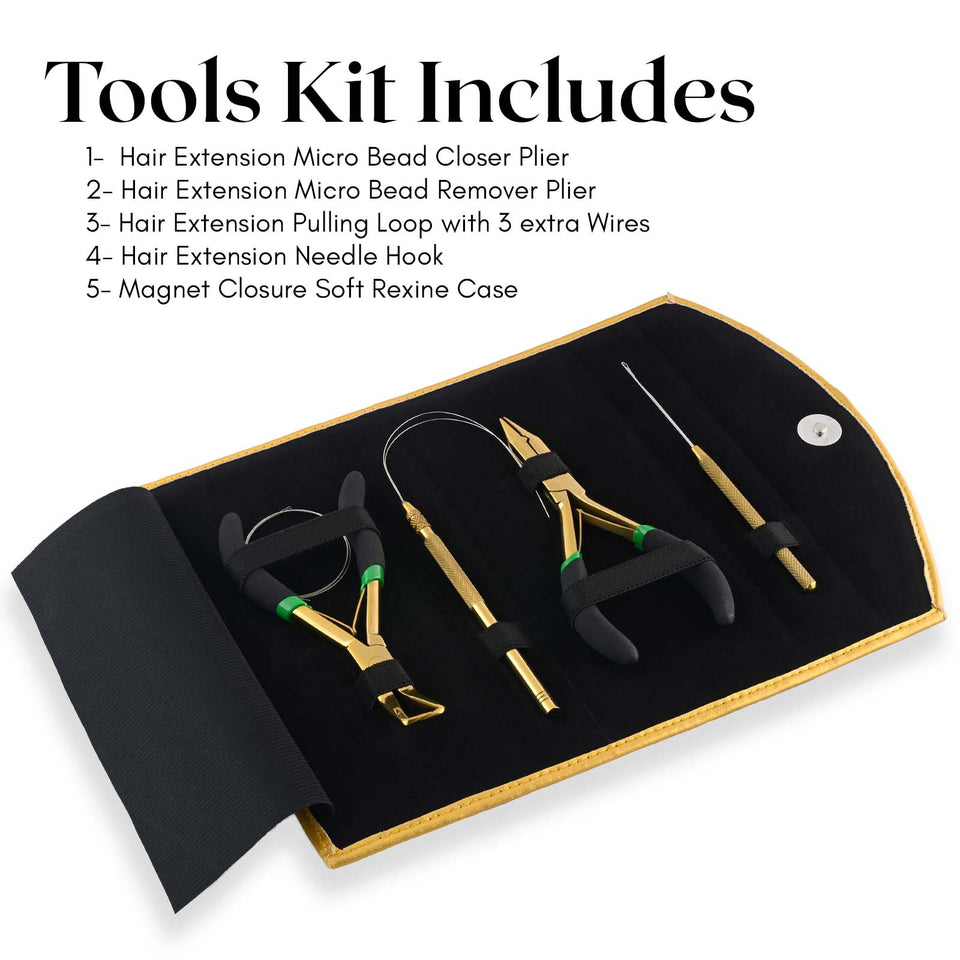 Hair Extension Loop Needle Pulling Hook Tool Bead Device Kits