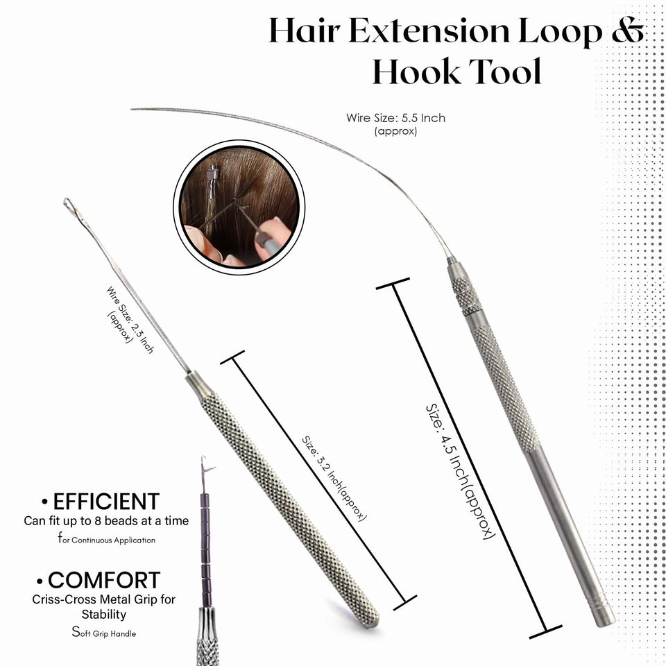  Hair Extension Loop Needle Threader Kit, Pulling Hook